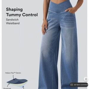 Halara Flex™ Crossover High Waisted Tummy Control Casual Straight Leg Jeans